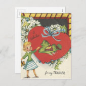 docent met schoolhuisValentijn Feestdagenkaart (Voorkant / Achterkant)