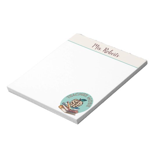 Docent Mode Apple Stacked Boeken Gift Persoonlijk Notitieblok (Linkerzijde)