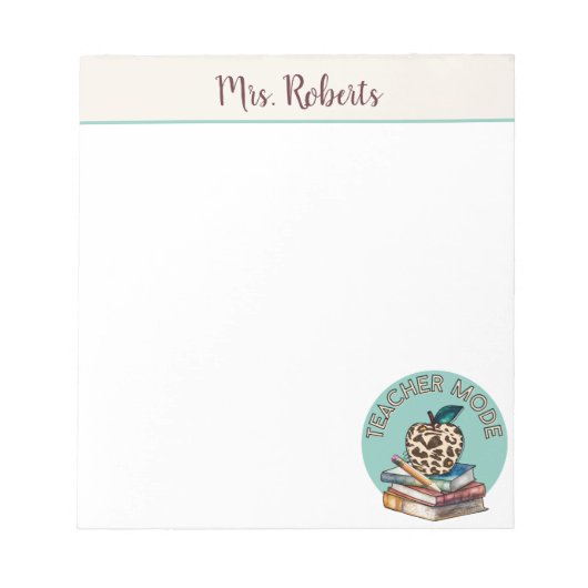 Docent Mode Apple Stacked Boeken Gift Persoonlijk Notitieblok (Voorkant)