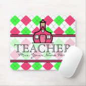 Docent Mousepad - Hot Pink en Lime Green Argyle Muismat (Met muis)