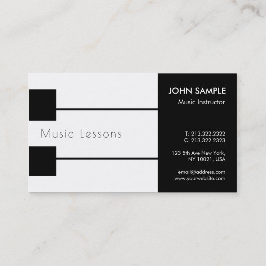Docent Muziekleraar Piano Visitekaartje (Achterkant)