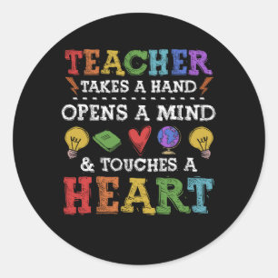 Docent neemt een hand waardering Inspirerend QU Ronde Sticker