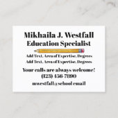 Docent / Onderwijs Visitekaartje (Achterkant)