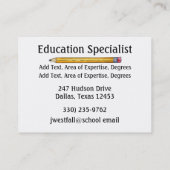 Docent / Onderwijs Visitekaartje door SRF (Achterkant)