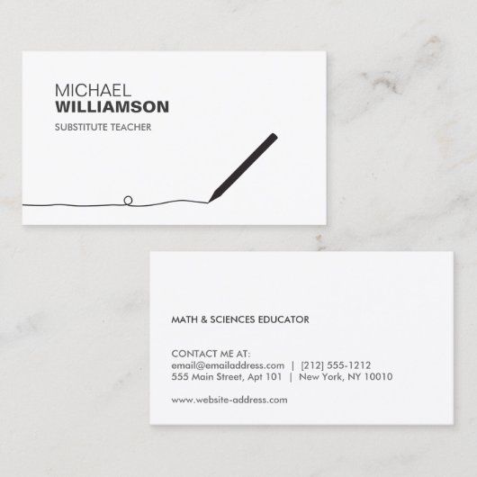 Docent, opvoeder potlood Visitekaartje (Voorkant / Achterkant)