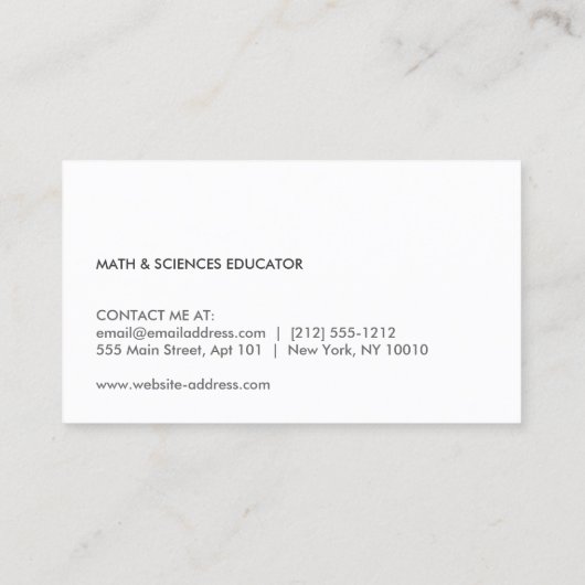 Docent, opvoeder potlood Visitekaartje (Achterkant)