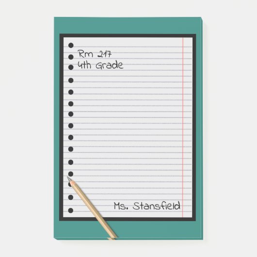 Docent Papier leslokaal losse lederen papier Post-it® Notes (Voorkant)