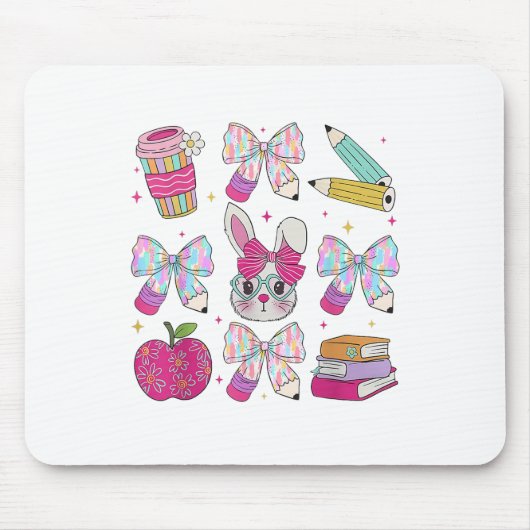 Docent Pasen Coquette Boog Bunny Happy Easter Wom Muismat (Voorkant)