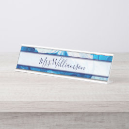 Docent Professionele blauwe marmer Bureau Naambordje