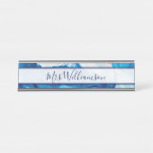 Docent Professionele blauwe marmer Bureau Naambordje (Voorkant)