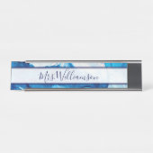 Docent Professionele blauwe marmer Bureau Naambordje (Voorkant)
