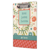 Docent Quote Naam  Bloemen Gepersonaliseerd Klembord (Links)