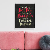 Docent Red Pen Red Wine Canvas Afdruk (Insitu (Woonkamer))