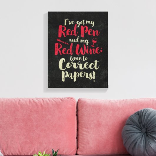 Docent Red Pen Red Wine Canvas Afdruk (Insitu (Woonkamer))