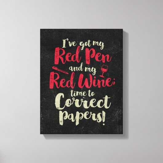 Docent Red Pen Red Wine Canvas Afdruk (Voorkant)