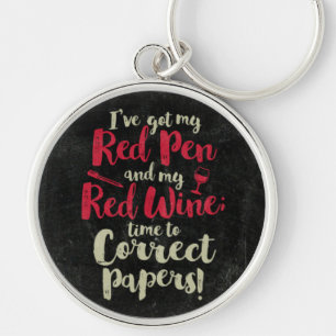 Docent Red Pen Red Wine Sleutelhanger