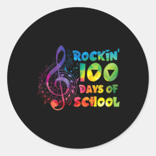 Docent -rockin 100 Days of School Music Key Ronde Sticker