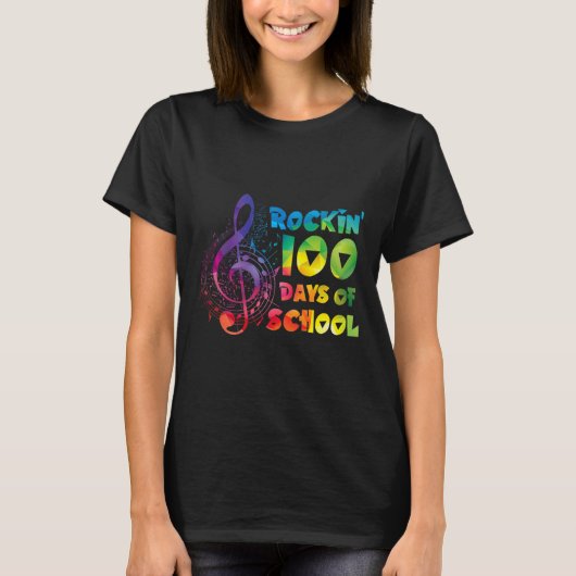 Docent -rockin 100 Days of School Music Key T-shirt (Voorkant)