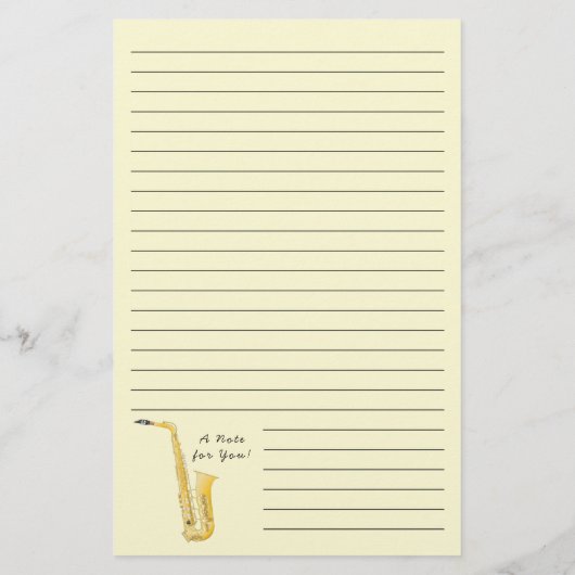 Docent saxofoonmuziek briefpapier (Achterkant)