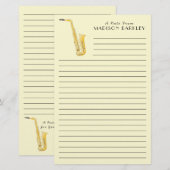 Docent saxofoonmuziek briefpapier (Voorkant / Achterkant)