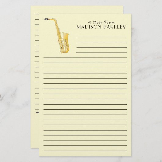 Docent saxofoonmuziek briefpapier (Voorkant / Achterkant)