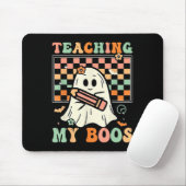 Docent Schattige Ghost Groovy Teacher Halloween Te Muismat (Met muis)
