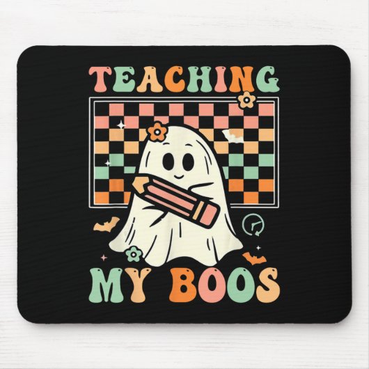 Docent Schattige Ghost Groovy Teacher Halloween Te Muismat (Voorkant)
