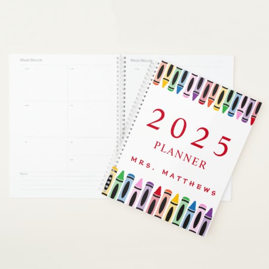 Docent Schattige Kleur Crayon 2025 Planner (Display)