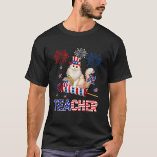 Docent Schattige Turks Angora 4 juli Amerikaanse v T-shirt