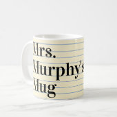 Docent Schrijfnotitieboekstijl op maat van leraar Koffiemok (Voorkant links)