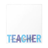 Docent Script Naam Blauw en Paarse Mannen Notitieblok (Voorkant)