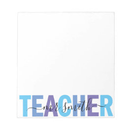 Docent Script Naam Blauw en Paarse Mannen Notitieblok