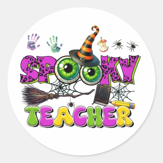 Docent Spooky Halloween Ronde Sticker (Voorkant)