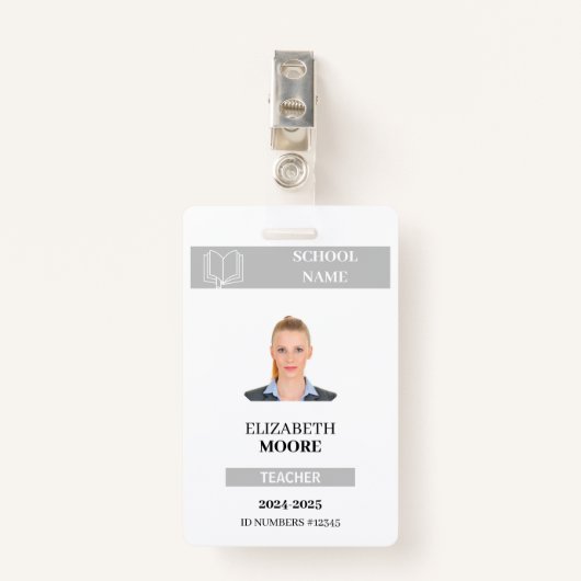 docent & student ID Kaart Sjabloon Badge (Voorkant met clip)