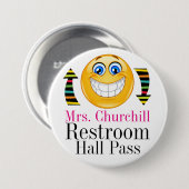 Docent Student Restroom Pass Ronde Button 7,6 Cm (Voorkant /achterkant)