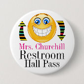 Docent Student Restroom Pass Ronde Button 7,6 Cm (Voorkant)