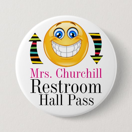 Docent Student Restroom Pass Ronde Button 7,6 Cm (Voorkant)