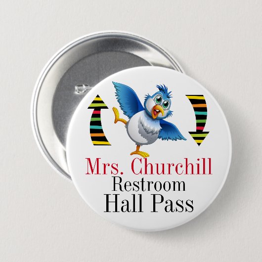 Docent Student Restroom Pass Ronde Button 7,6 Cm (Voorkant /achterkant)