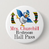 Docent Student Restroom Pass Ronde Button 7,6 Cm (Voorkant)