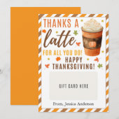 Docent Thanksgiving Geschenken Kaart Houder Koffie (Voorkant / Achterkant)