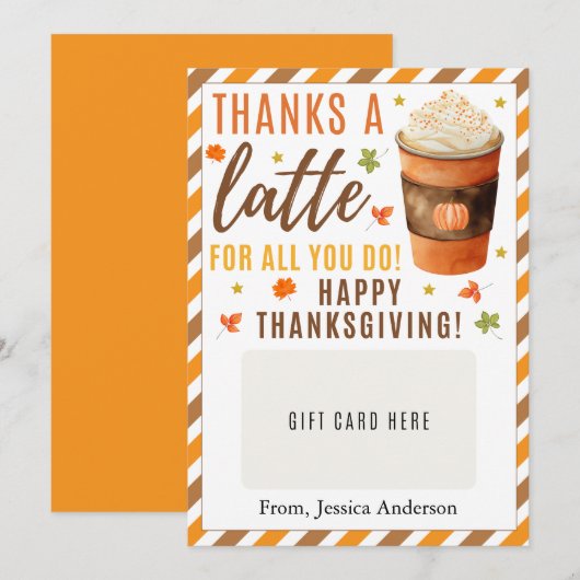 Docent Thanksgiving Geschenken Kaart Houder Koffie (Voorkant / Achterkant)