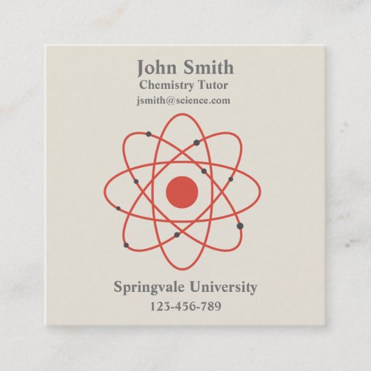 Docent voor de chemie wetenschappen vierkante visitekaartje (Voorkant)
