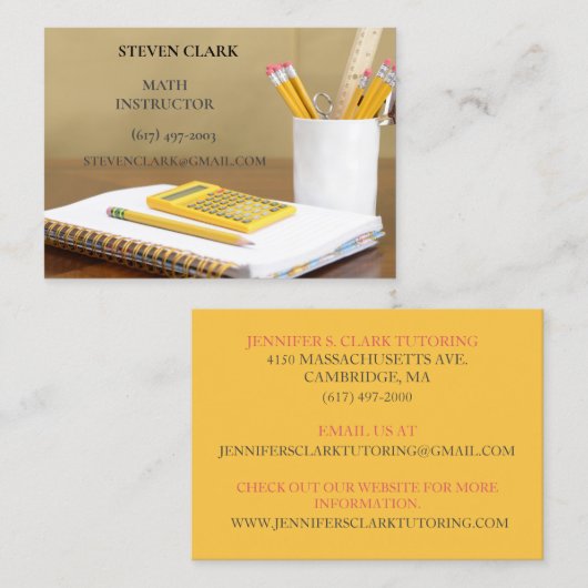 Docent / Wiskundige / Educator Calculator Notitieb Visitekaartje (Voorkant / Achterkant)