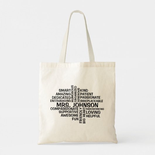 Docent Word Cloud Naam en eigenschappen Tote Bag (Achterkant)