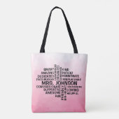 Docent Word Cloud Naam Pink Ombre Canvas tas (Achterkant)