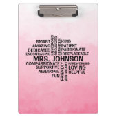 Docent Word Cloud Pink Ombre Klembord (Voorkant)