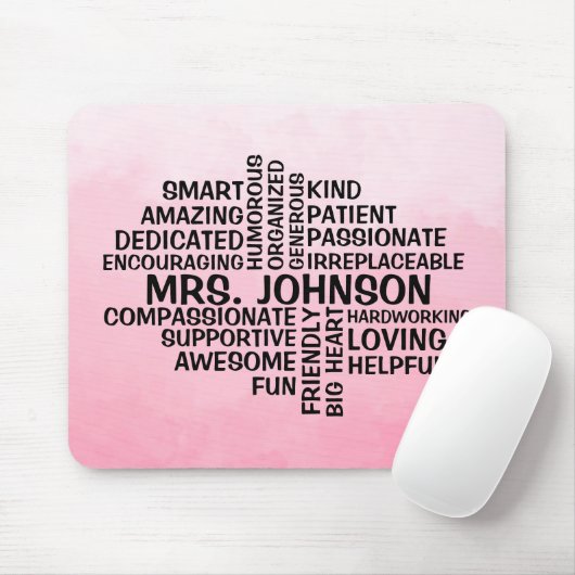 Docent Word Cloud Pink Ombre Muismat (Met muis)