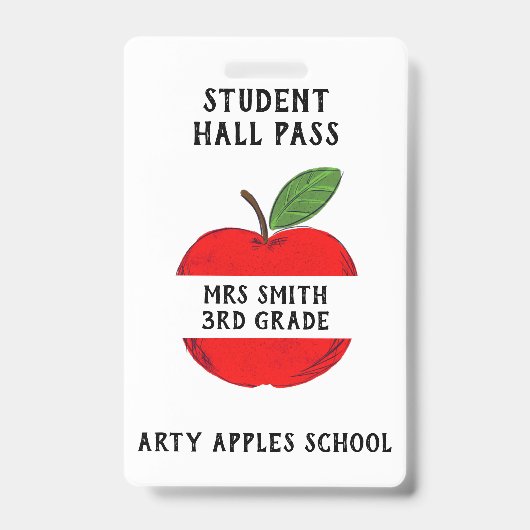 Docenten Apple Hallpas of Toiletpas Badge (Voorzijde)