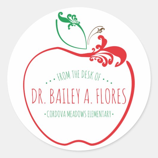 docenten bureau floure appel ronde sticker (Voorkant)