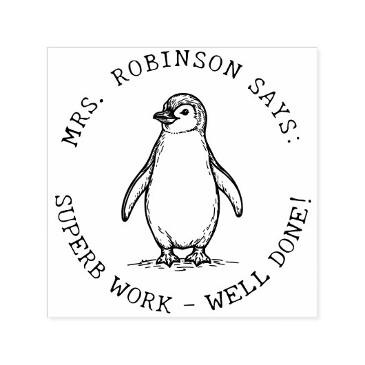 Docenten Creëer Uw Eigen Schattigee Pinguïn Uitste Zelfinktende Stempel (Design)